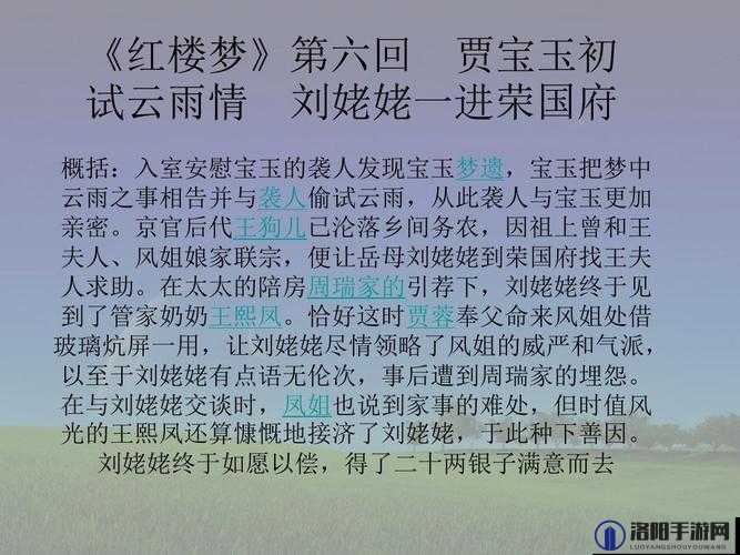 贾宝玉大战王熙凤第六回概括之精彩剧情全解析